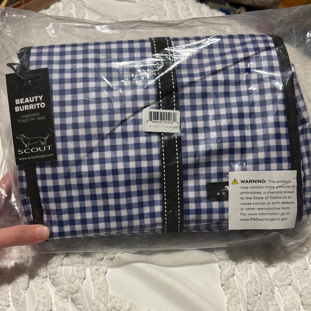 Scout Navy and White Checkered Toiletry Bag